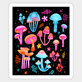 Trippy Watercolor Mushrooms Magnet